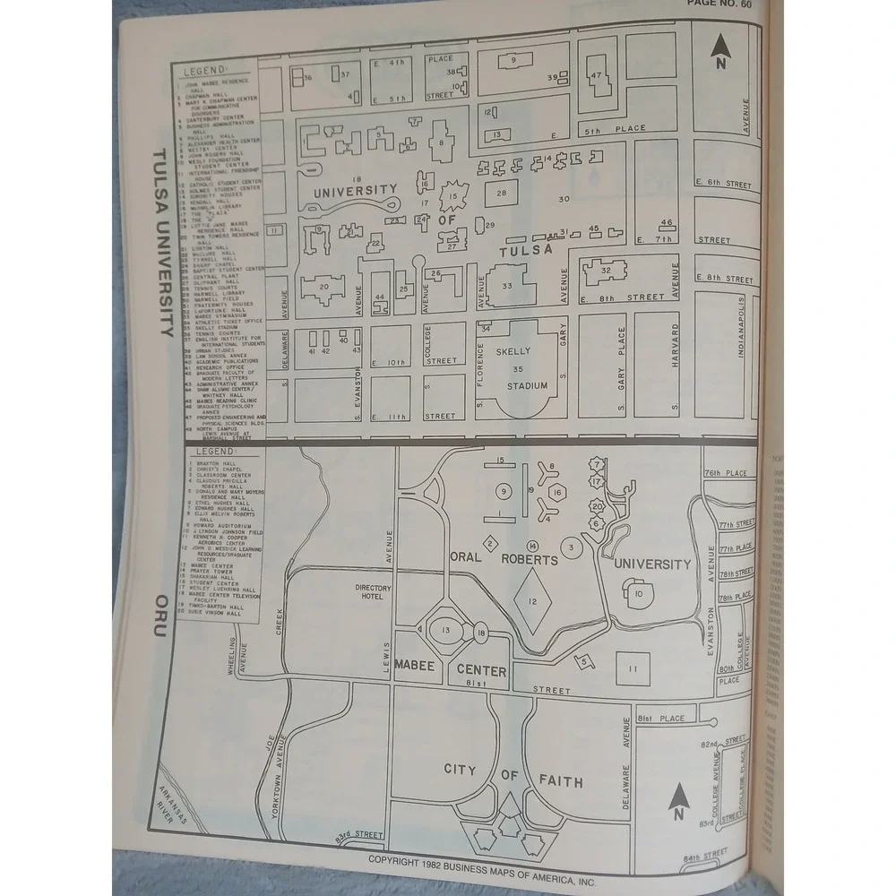 Vintage 1982 Tulsa Atlas BMA Business Maps‎ of America Oklahoma Spiral Bound